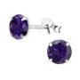 Jenna-lee 925 Sterling Silver Birthstone Jan-dec Cz Earrings Size: 6MM - February Cz Amethyst