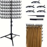 Braiding Hair Rack Standing Hair Extension Holder Hanger Hair Divider Rack For Braiding Hair Separator Stand Display Stand Black