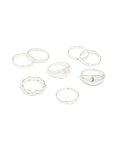 Silver Bubble Star Chain Rings 8-PACK - M l