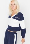 Colour Block V-neck Sweatshirt - Navy