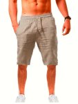 Solid Color Shorts With Drawstring And Pockets Casual And Breathable Shorts For Men's Summer Daily Wear And Beach Vacation