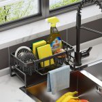 Space-saving Sink Caddy With Dishcloth Holder - Compact Kitchen Organizer For Sponges Soap And Brushes - Easy Clean Countertop S