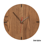 Mika Wall Clock In Oak - 300MM Dia Mid Brown Sleek Red Second Hand