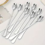 6PCS Set Of Elegant Stainless Steel Long Handle Spoons - Ideal For Iced Tea Coffee & Desserts - Dishwasher Safe Perfect For Ever