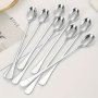 6PCS Set Of Elegant Stainless Steel Long Handle Spoons - Ideal For Iced Tea Coffee & Desserts - Dishwasher Safe Perfect For Everyday Use & Entertaining