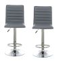 Pair Of Elegant High-back Barstools With Swivel And Footrest-grey