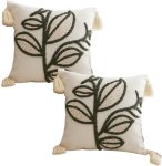 Geometric Cushion Nordic With Tassels 45CM Green 2 Pack Polyester Fibre Geometric Cushion