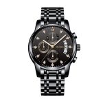 Men's Chronograph Watch Luxury Crystal Accented Dial Stainless Steel