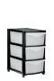 3 Drawer Storage Unit Black & Clear