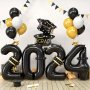 24pcs 2024 Graduation Balloon Decoration Set Graduation Party Decoration Balloon Graduation Hat Aluminum Foil Balloon Latex Balloon