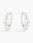Silver Plated Graduating Round Cubic Zirconia Hoop Earrings