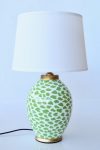 White With Lime Green Blobs Ceramic Lamp White Shade – 59.5X37CM