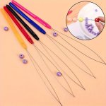 1PC Beading Device Long Stainless Steel Opening Curved Needle Diy Jewelry Beads Simple Wire Rope Pin Print Drawings Embroidery C