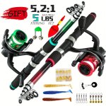 Fiberglass Fishing Rod Collapsible And Portable Travel Rod With Reel And Line Lightweight And Compact