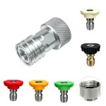 Yujianshenghong 6PCS Garden Hose To Pressure Washer Adapter Pressure Washer Hose Adapter 3 4" Ght To 1 4" Quick Connect Stainles