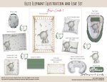 Cot Duvet Bedding Ellie Elephant Illustration And Leaf Set Neutral