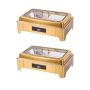 9L One-pan Electric Heater Buffet Stove Square Stainless Steel SET-2PCS