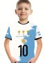 Football Themed Argentina 3D Print Short Sleeve T-shirts For Boys - Cool Lightweight And Comfy Summer Clothes