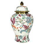 Ginger Jar White & Gold With Leaf Design 22X40CM