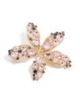 Goldair Gold Pink & Blue Diamantes Pointed Flower Brooch