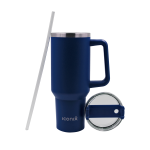 1.2L Stainless Steel Thermo Travel Flask With Handle - Navy Blue