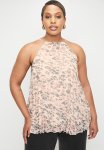 Chiffon Pleated Trapeze Halter Shell Plus - Smokey Spot Leopard