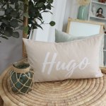 Name Pillowcase White Back Beige