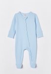 Cotton On Organic Pointelle Zip Romper - White Water Blue