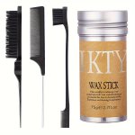 4PCS SET Hair Wax Stick Slick Back Hair Brush Set Long Lasting Hair Wax Stick For Hair Teasing Brush For Hair Styling Edge Brush