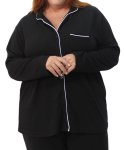 Ladies Waffle Design Pj Shirt - 6XL Black