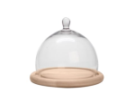 Glass Cheese Dome 15CM H X 18CM W & Wooden Base - 15CM H X 18CM W
