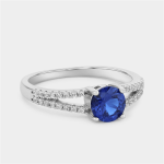 Sterling Silver Sapphire Blue Cubic Zirconia Round Solitaire Ring