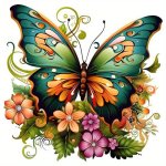 Charming Butterfly & Floral Iron-on Patch 1PC - Perfect For Diy T-shirts Jeans Masks And Backpacks
