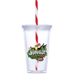 Malibu Double-wall Plastic Tumbler & Straw 470ML Red