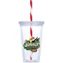 Malibu Double-wall Plastic Tumbler & Straw 470ML Red