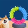 Colorful Tpr Dog Chew Ring - Bite-resistant Rubber Toothbrush Toy For Interactive Play & Dental Health Ideal For Medium Breeds