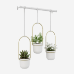 Umbra Triflora Hanging Planter - White & Brass