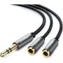 UGreen Male To 2 Female Audio Splitter Cable 0.25M Black