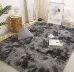 Smte Rugs Shaggy Fluffy Carpets Grey With Keychain