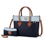 Mkf Collection Designer Tote Bag For Women Vegan Leather A Color-block Fashion Handbag Purse With Wristlet Wallet By Mia K