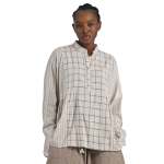 Oversized Check Stripe Print Babydoll Shirt - Stone Free