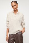 Soft Textured Zipper Knitwear Sweater - Taupe