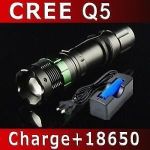 800LM LED Flashlight Rechargeable Torch With Clip And Zoom
