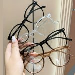 4PCS Lightweight Round Clear Lens Glasses Minimalist Fashion Computer Glasses Spectacles For Women Men