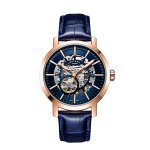 Skeleton Automatic Blue Leather Men's Watch GS05354 05