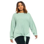 Donnay Plus Size Lounge Top Tie Detail - Sage