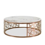 Round White And Gold Coffee Table