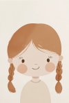 Girl With Pigtails - Wall Art Print - A1