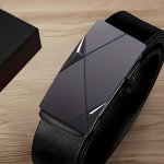 1PC Men's Creative Pu Leather Belt Automatic Smooth Buckle Simple And Classic Style For Men And Women Daily Life Leisure Time Wo