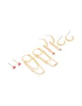 Goldair Gold Plated Dark Pink Cubic Zirconia Stacker Earrings 4-PACK